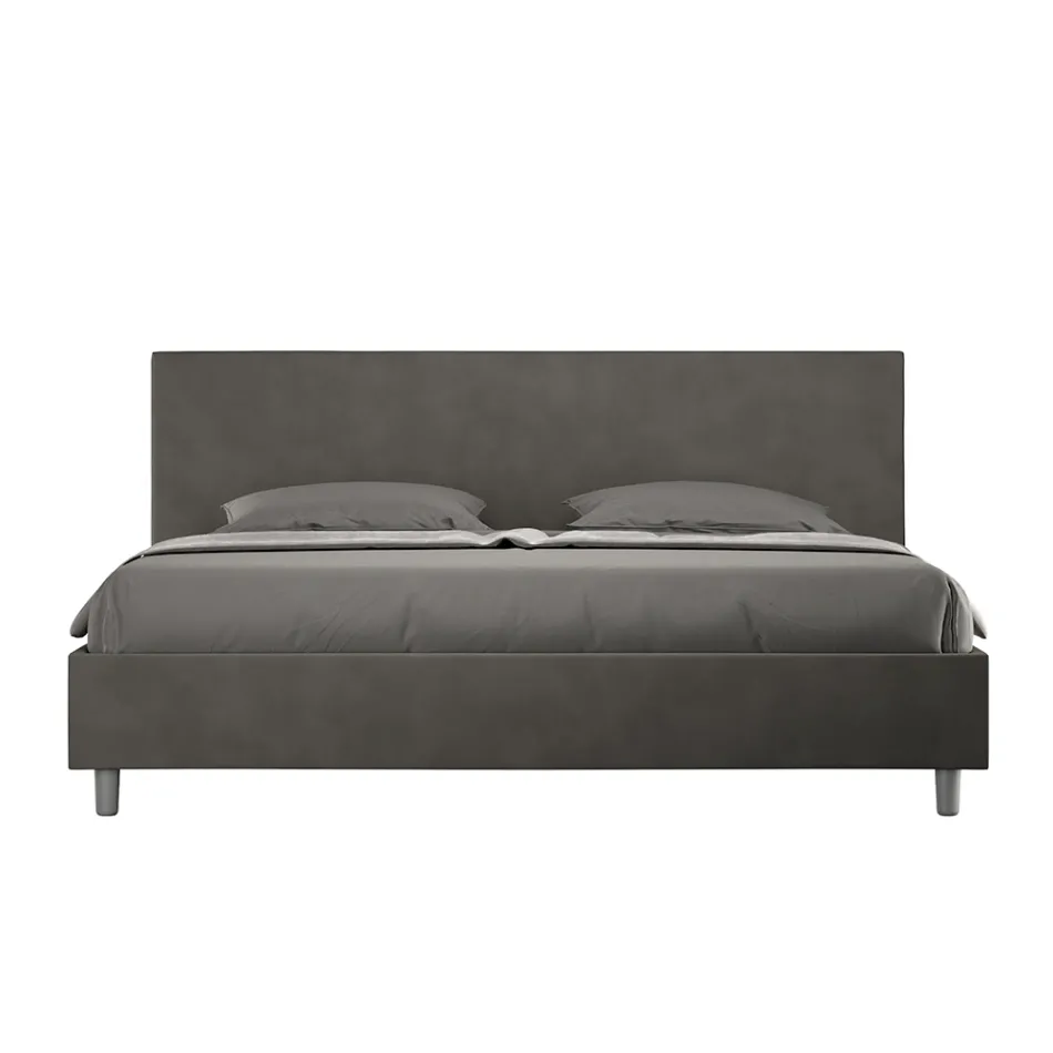 Letto Matrimoniale 200x200 cm con Testata in Microfibra Made in Italy - Pallone Viadurini