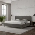Letto Matrimoniale 200x200 cm con Testata in Microfibra Made in Italy - Pallone Viadurini