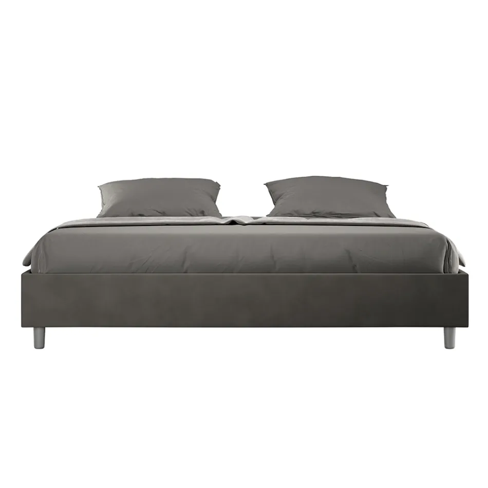 Letto Matrimoniale 200x200 cm Rivestito in Microfibra Made in Italy - Atleta Viadurini