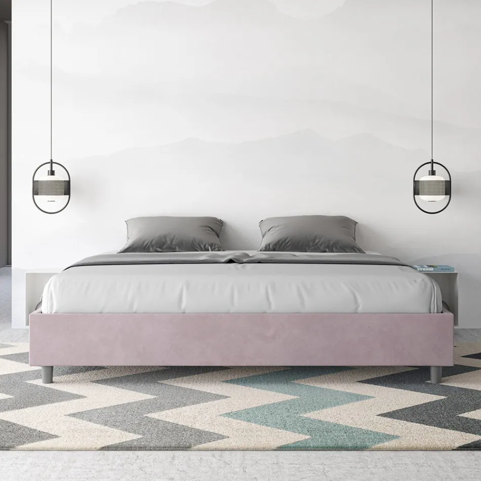 Letto Matrimoniale 200x200 cm Rivestito in Microfibra Made in Italy - Atleta Viadurini