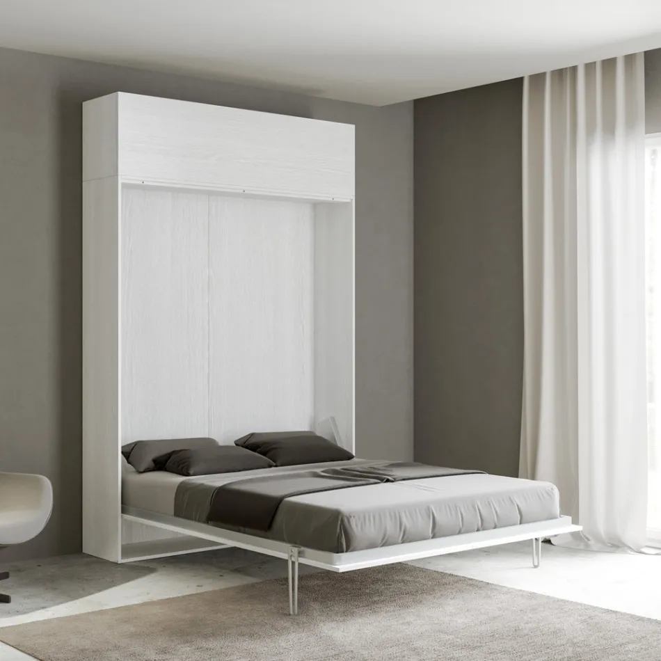 Letto Matrimoniale a Scomparsa Verticale con Pensile  - Magicompare Viadurini