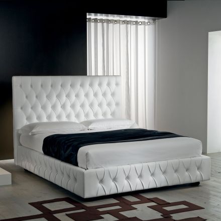 Letto Matrimoniale Capitonné con Contenitore Opzionale Made in Italy - Sciocco Viadurini