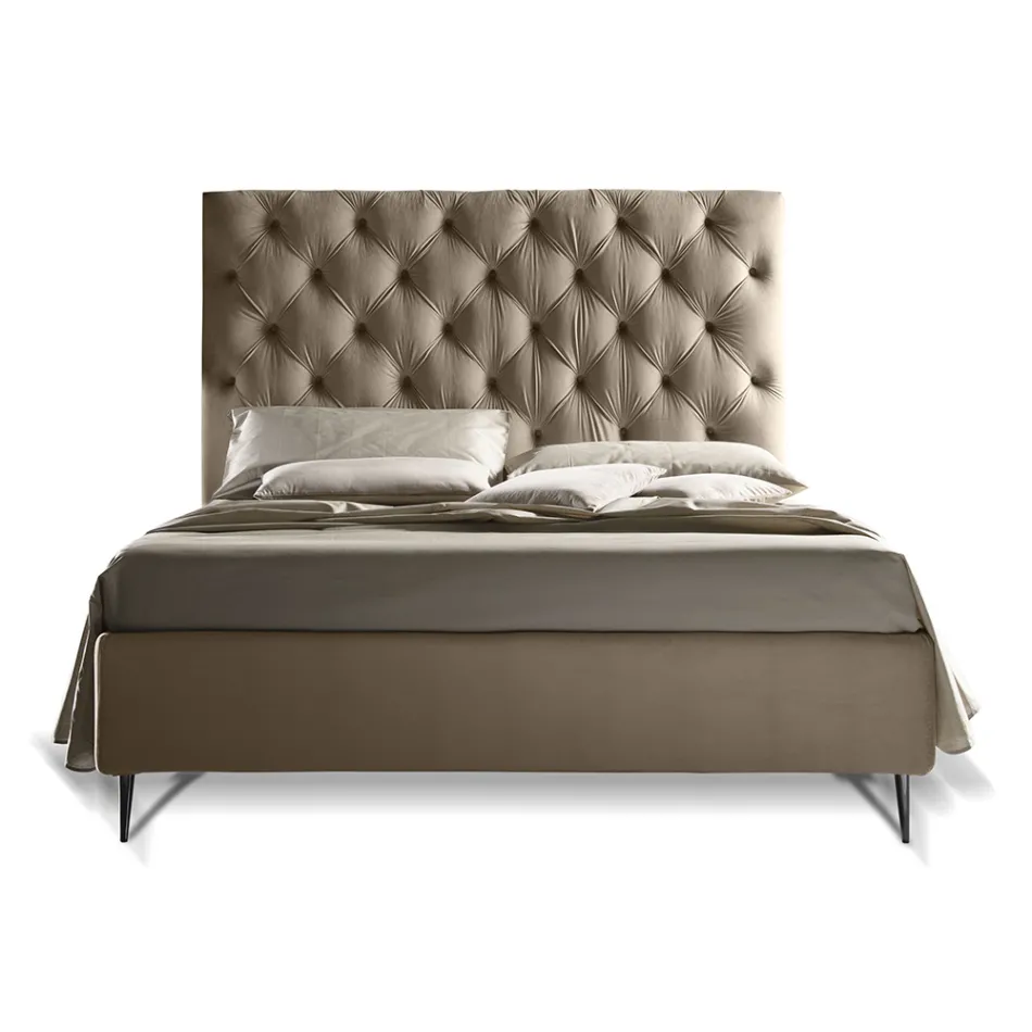Letto Matrimoniale con Box Contenitore e Rete 160x190 Made in Italy - Sallie Viadurini