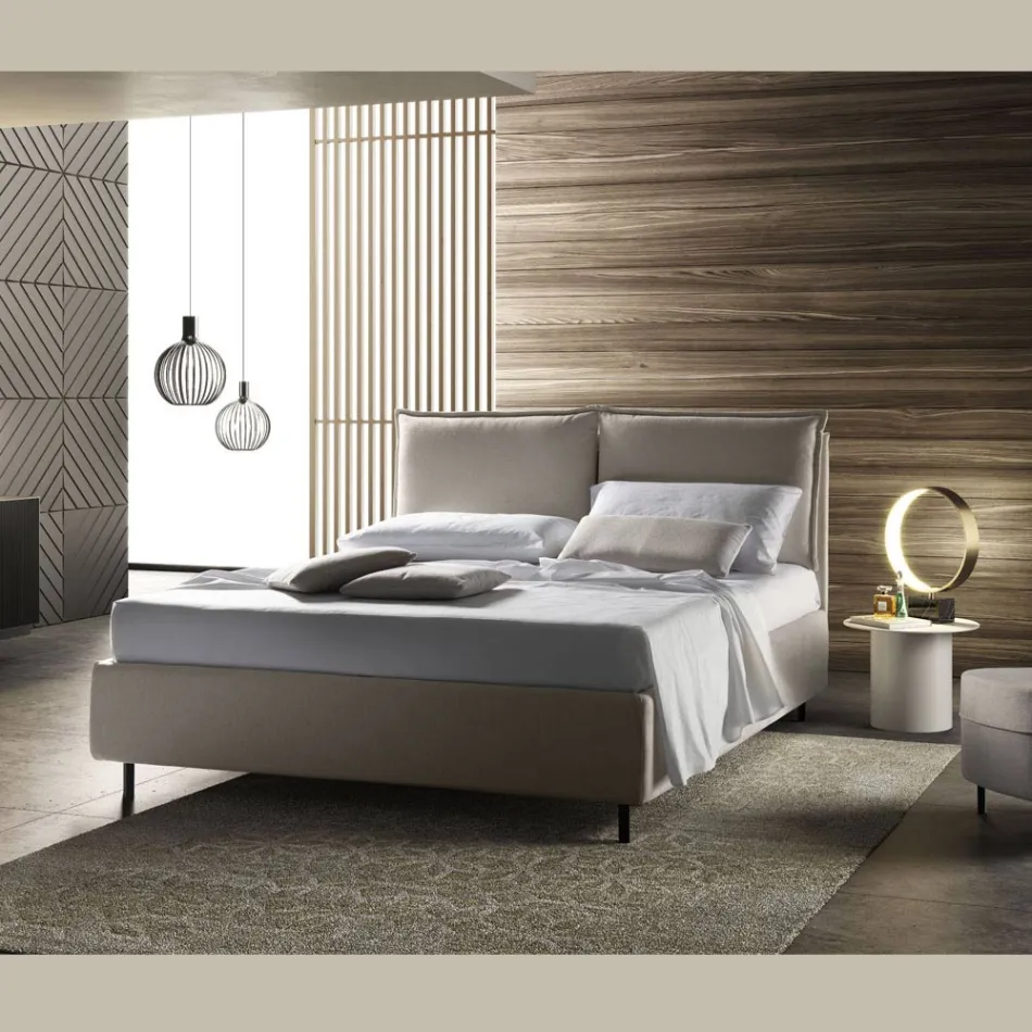 Letto Matrimoniale con Box Contenitore Realizzato in Italia - Ernesta Viadurini