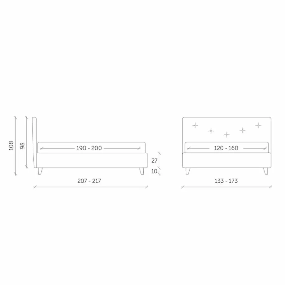 Letto Matrimoniale con Contenitore Imbottito Ecopelle Made in Italy – Maschera Viadurini