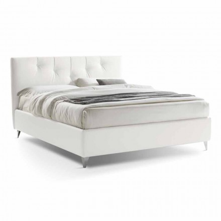 Letto Matrimoniale con Contenitore Imbottito Ecopelle Made in Italy – Maschera Viadurini