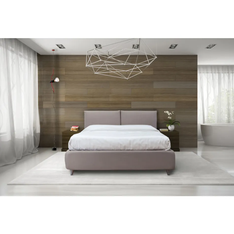 Letto Matrimoniale con Contenitore Opzionale e Piedini Made in Italy - Birba Viadurini