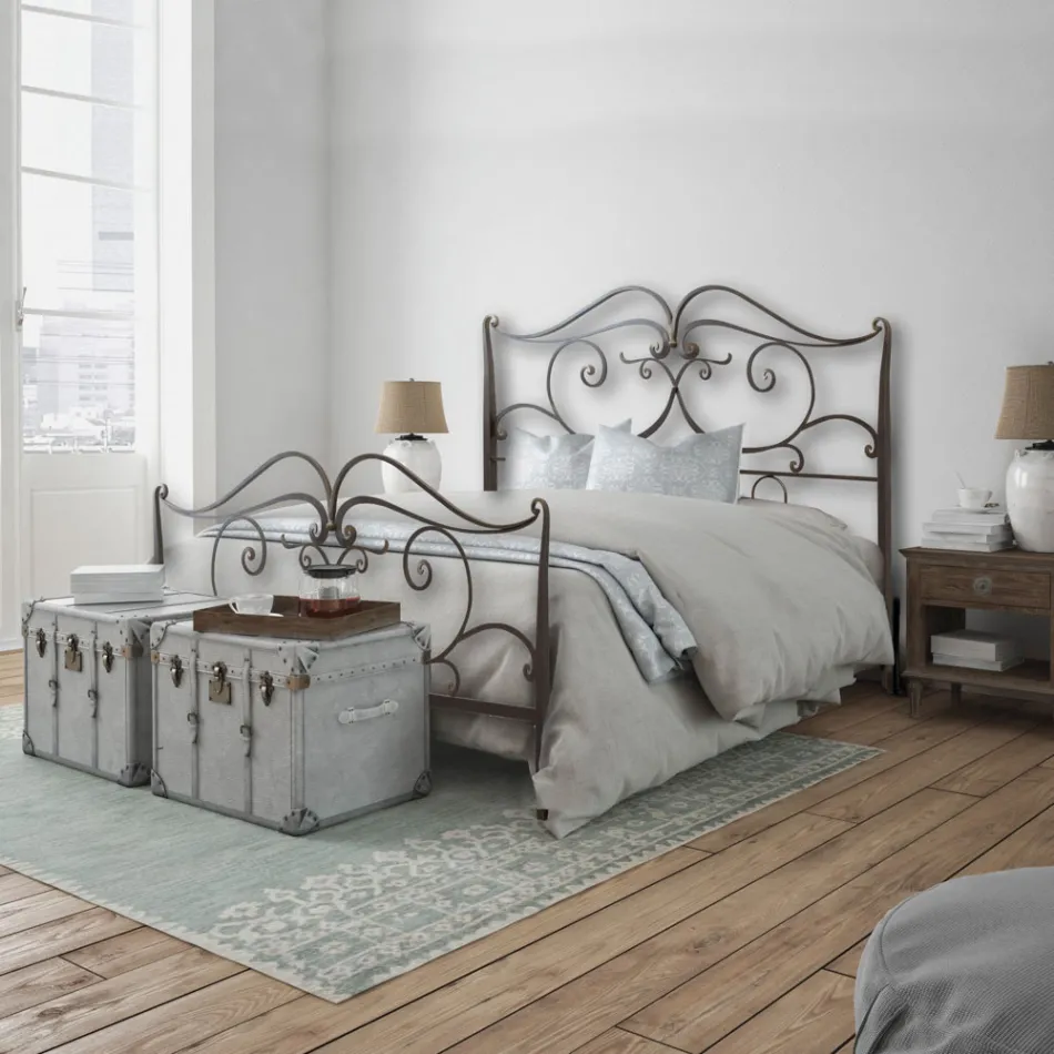 Letto Matrimoniale con Pediera Coordianata in Ferro Made in Italy - Penny Viadurini