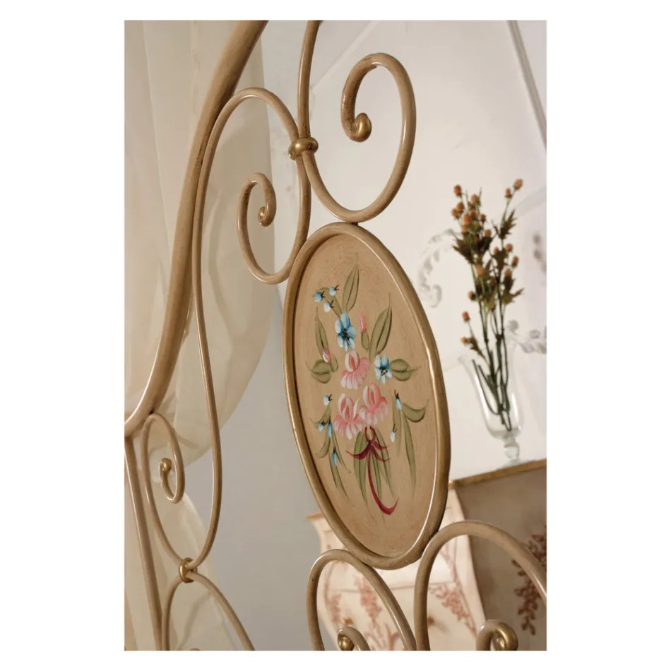 Letto Matrimoniale con Pediera Coordinata in Ferro Tubolare Made in Italy - Chic Viadurini