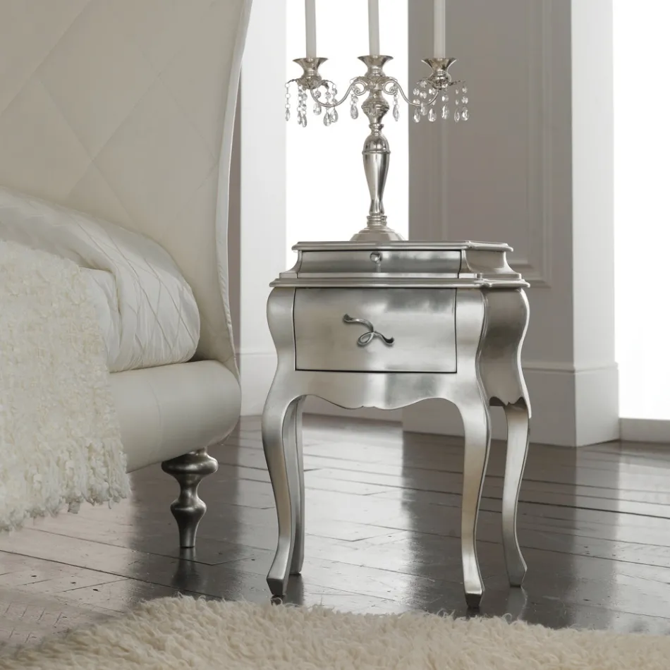 Letto Matrimoniale con Pediera Coordinata, Materasso e 2 Comodini - Nebbia Viadurini