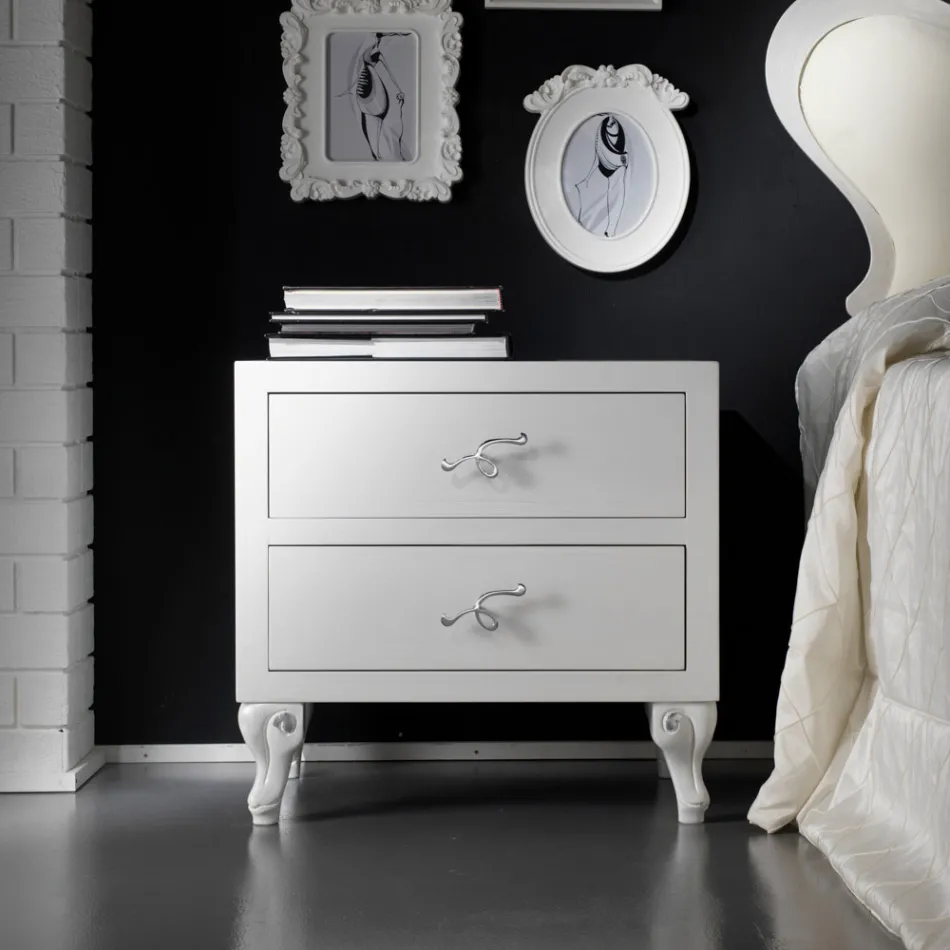 Letto Matrimoniale con Pediera Coordinata, Materasso e 2 Comodini - Nebbia Viadurini