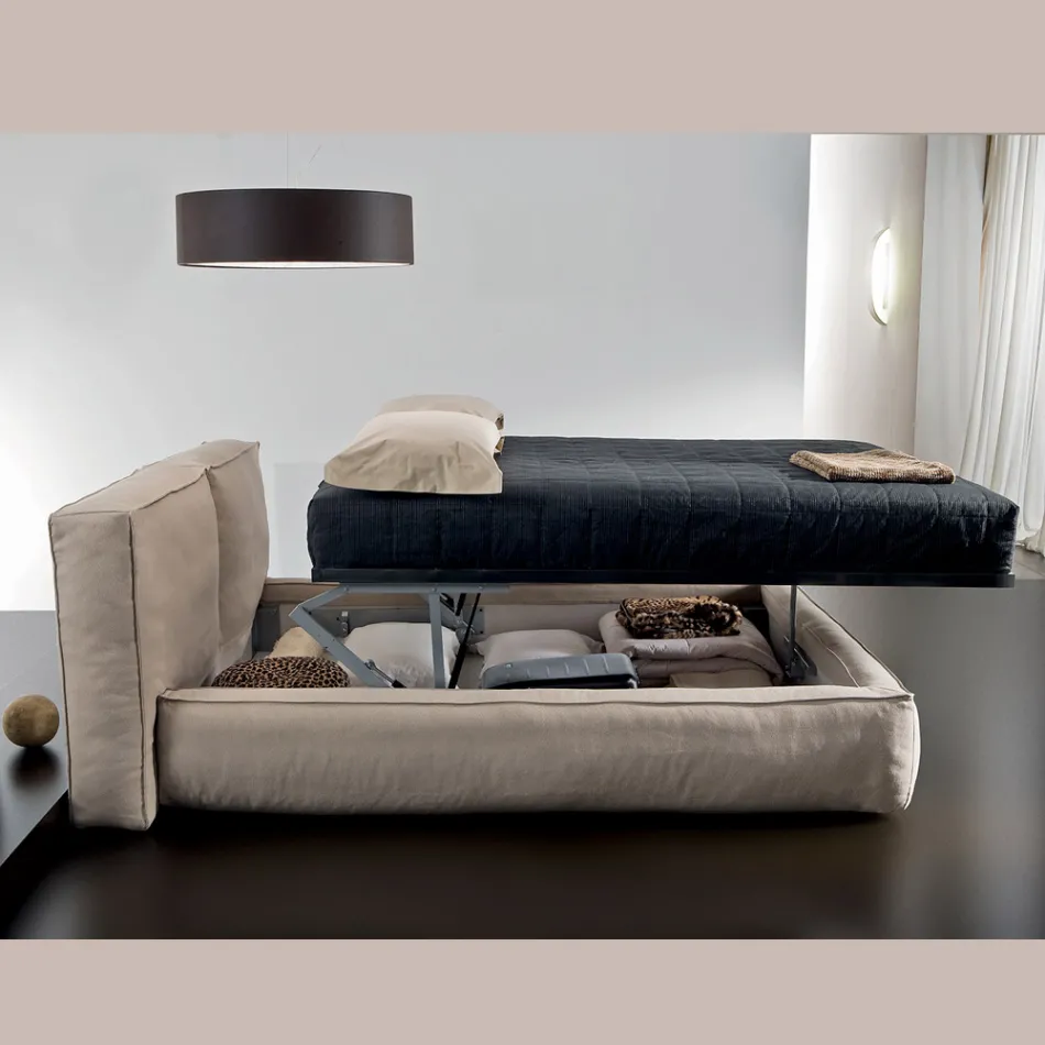 Letto Matrimoniale con Rete e Contenitore Opzionale Made in Italy - Ribelle Viadurini