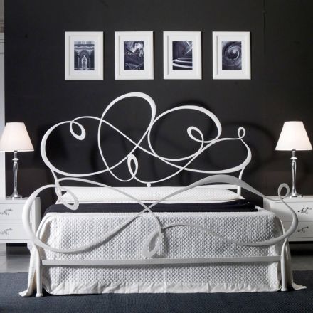 Letto Matrimoniale con Testata in Ferro Pieno Made in Italy - Nebbia Viadurini