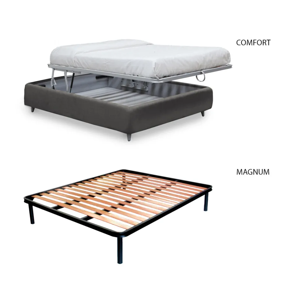 Letto Matrimoniale con Testiera in Ecopelle o Tessuto Made in Italy - Buddy Viadurini