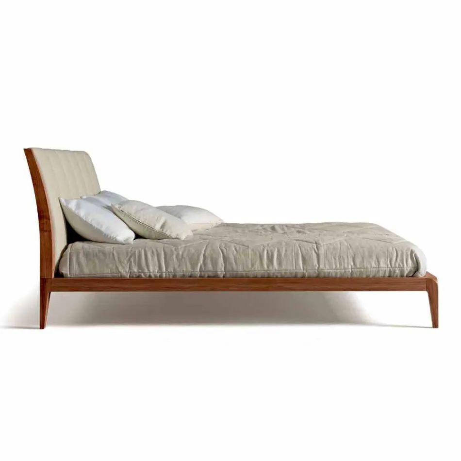 Letto matrimoniale di design con testata imbottita in pelle Menardo Viadurini