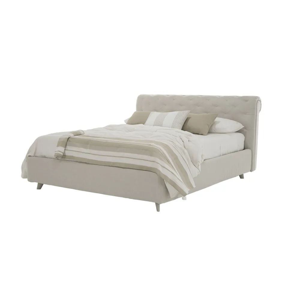 Letto Matrimoniale di Design Imbottito con Contenitore Made in Italy – Scarpetta Viadurini