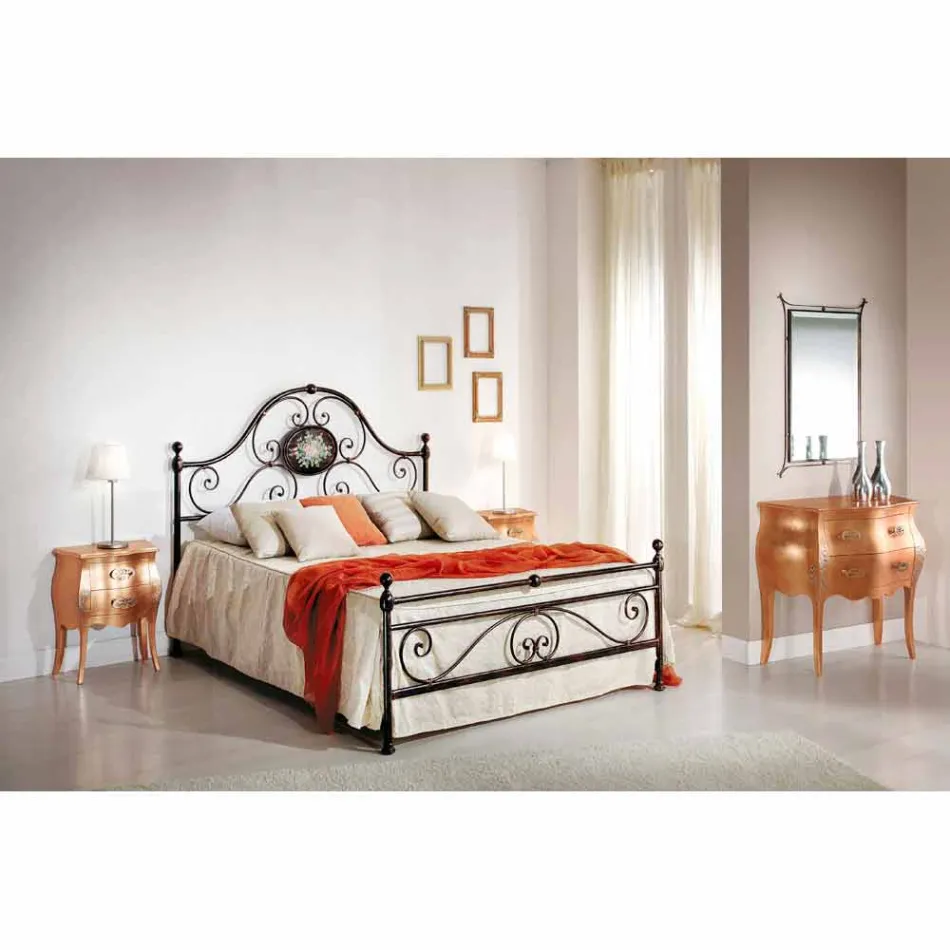 Letto matrimoniale di design in ferro battuto artigianale Alexa Viadurini