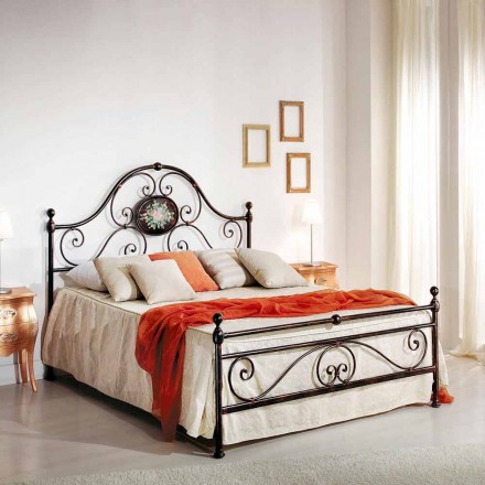 Letto matrimoniale di design in ferro battuto artigianale Alexa Viadurini
