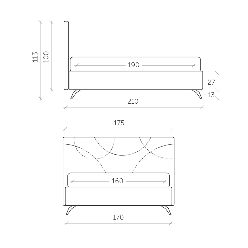 Letto Matrimoniale Imbottito con Box Contenitore Made in Italy - Girasole Viadurini