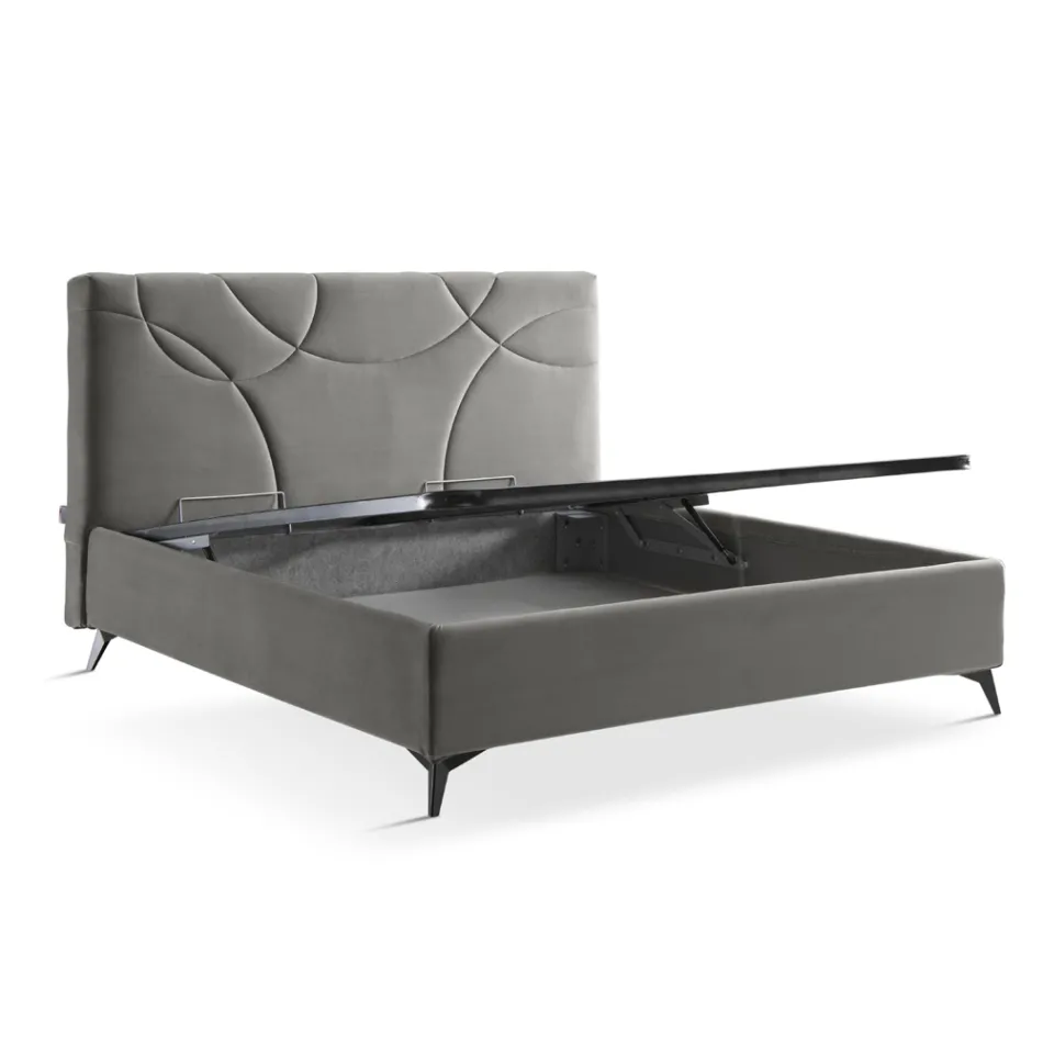 Letto Matrimoniale Imbottito con Box Contenitore Made in Italy - Girasole Viadurini