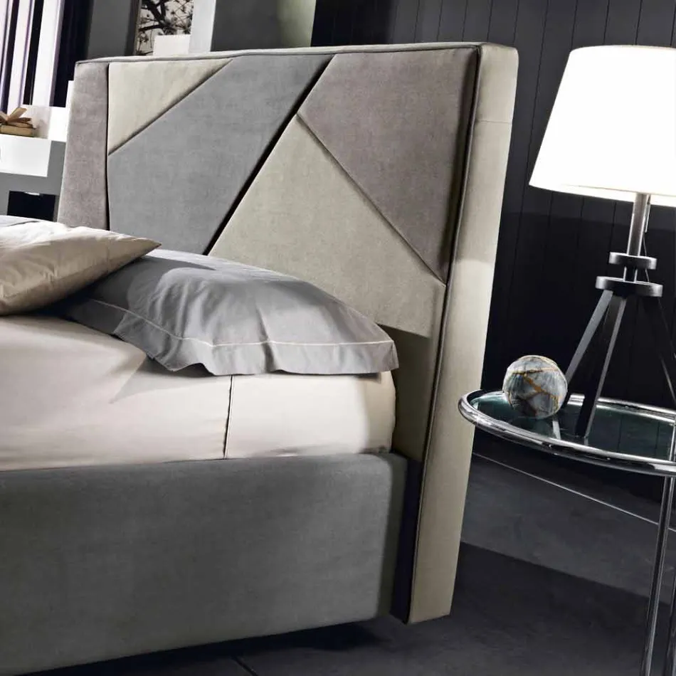 Letto matrimoniale imbottito con contenitore alzante 160x190/200cm Mia Viadurini
