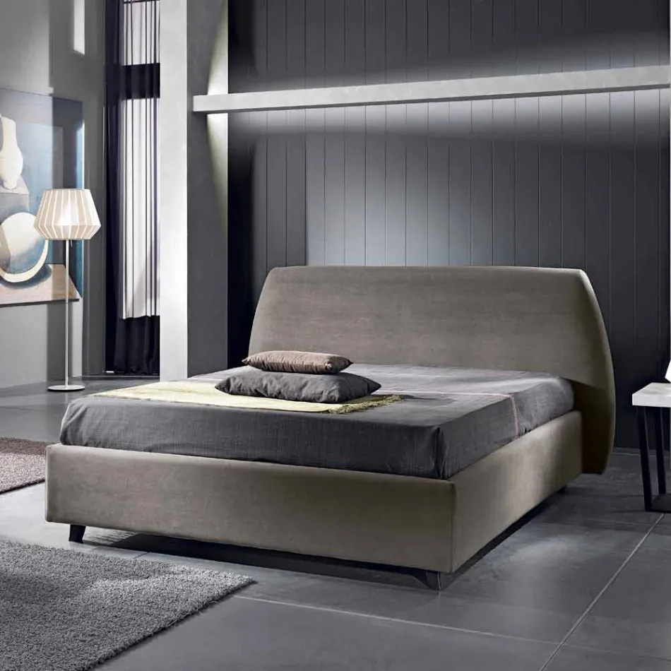 Letto matrimoniale imbottito con contenitore moderno 160x190/200 Reby Viadurini