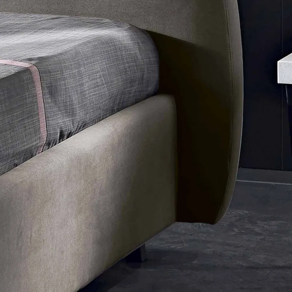 Letto matrimoniale imbottito con contenitore moderno 160x190/200 Reby Viadurini