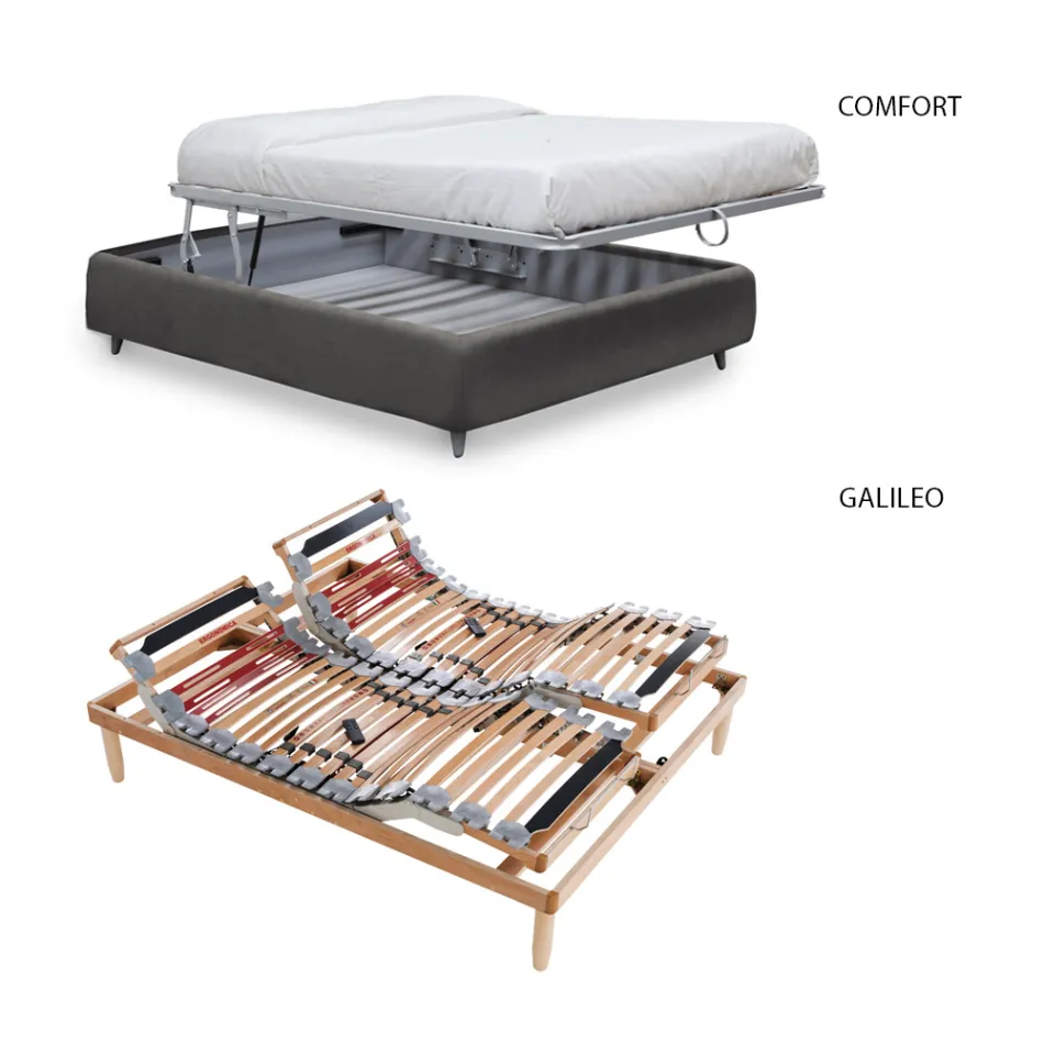Letto Matrimoniale Imbottito con Contenitore Opzionale Made in Italy - Akira Viadurini