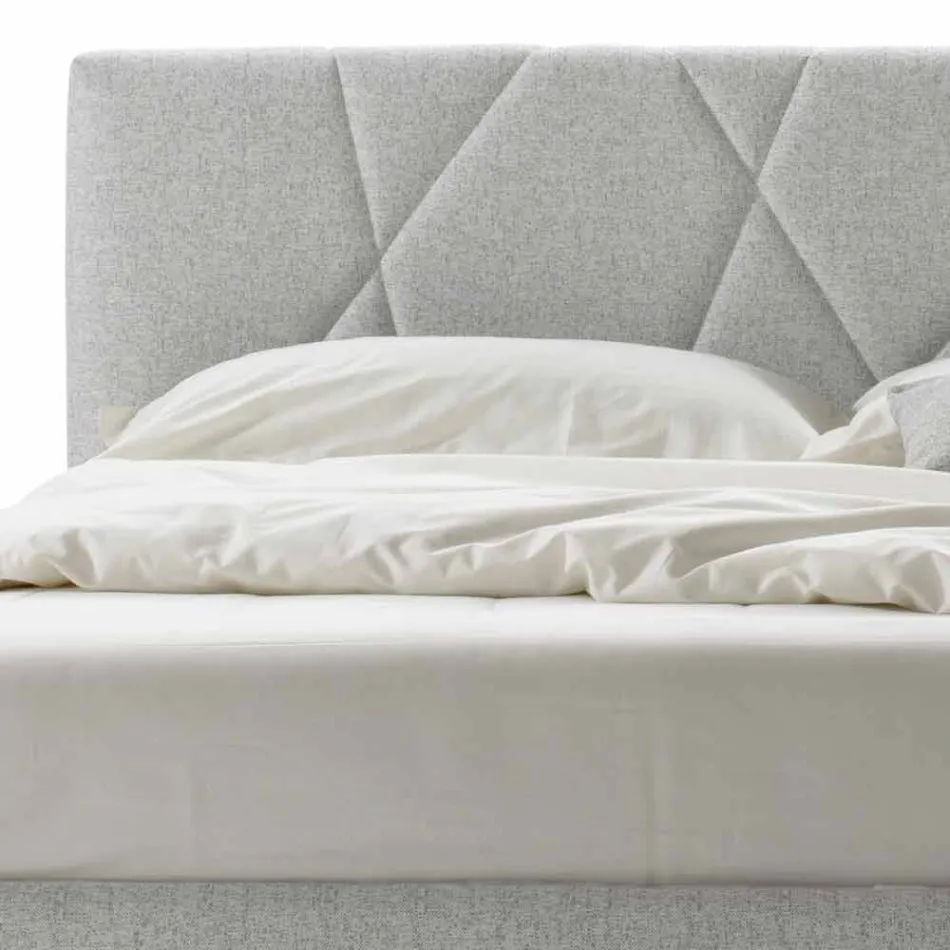 Letto Matrimoniale Imbottito con Contenitore Tessuto Made in Italy – Ciottolino Viadurini
