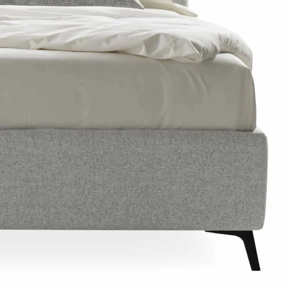 Letto Matrimoniale Imbottito con Contenitore Tessuto Made in Italy – Ciottolino Viadurini