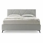 Letto Matrimoniale Imbottito con Contenitore Tessuto Made in Italy – Ciottolino Viadurini