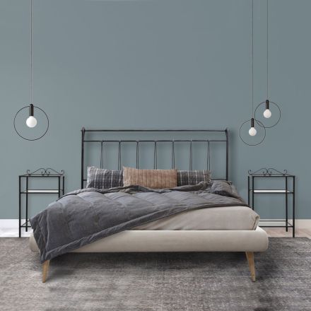 Letto Matrimoniale Imbottito con Materasso e 2 Comodini Made in Italy - Rolly Viadurini