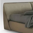 Letto Matrimoniale Imbottito e Rivestito in Tessuto e Pelle Made in Italy - Lula Viadurini
