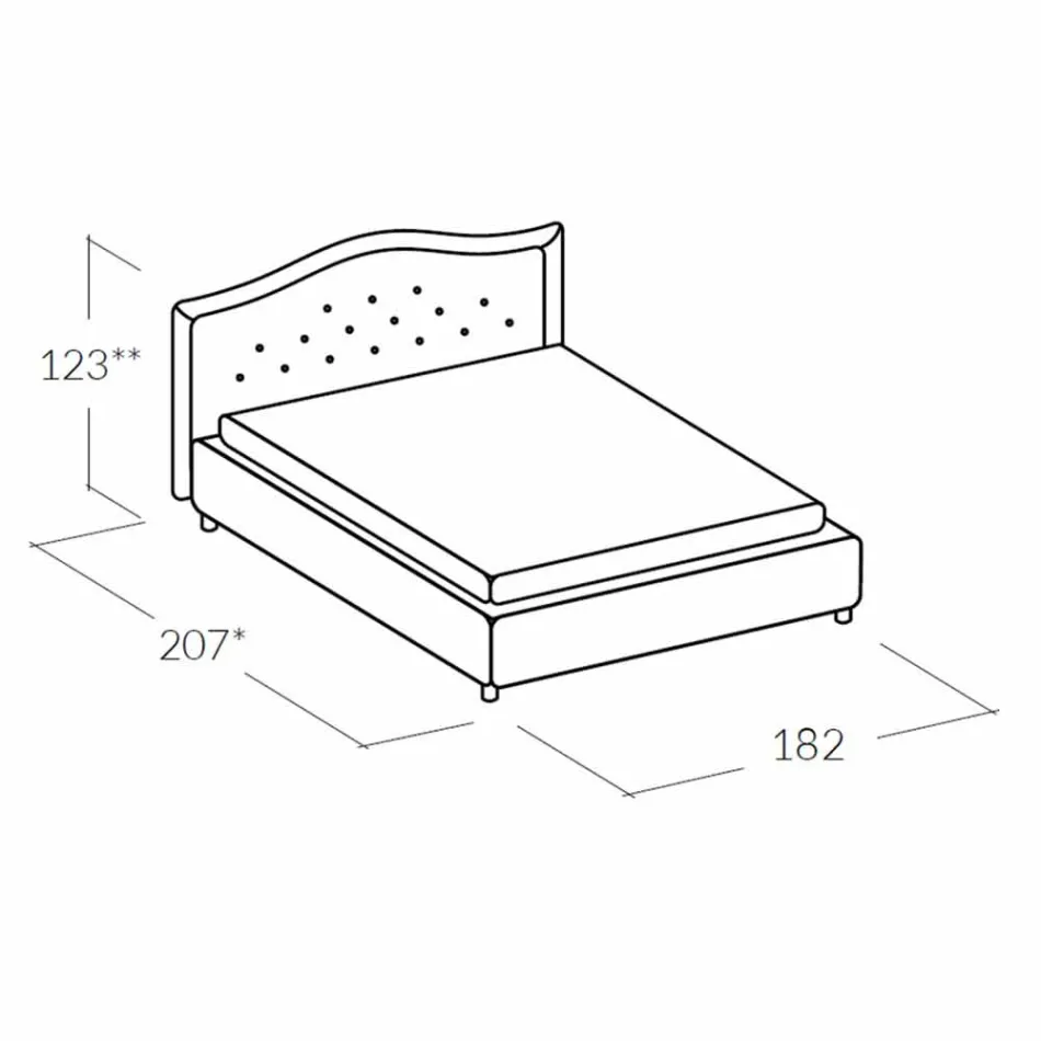 Letto matrimoniale imbottito in ecopelle con box 160x190/200 cm Agly Viadurini