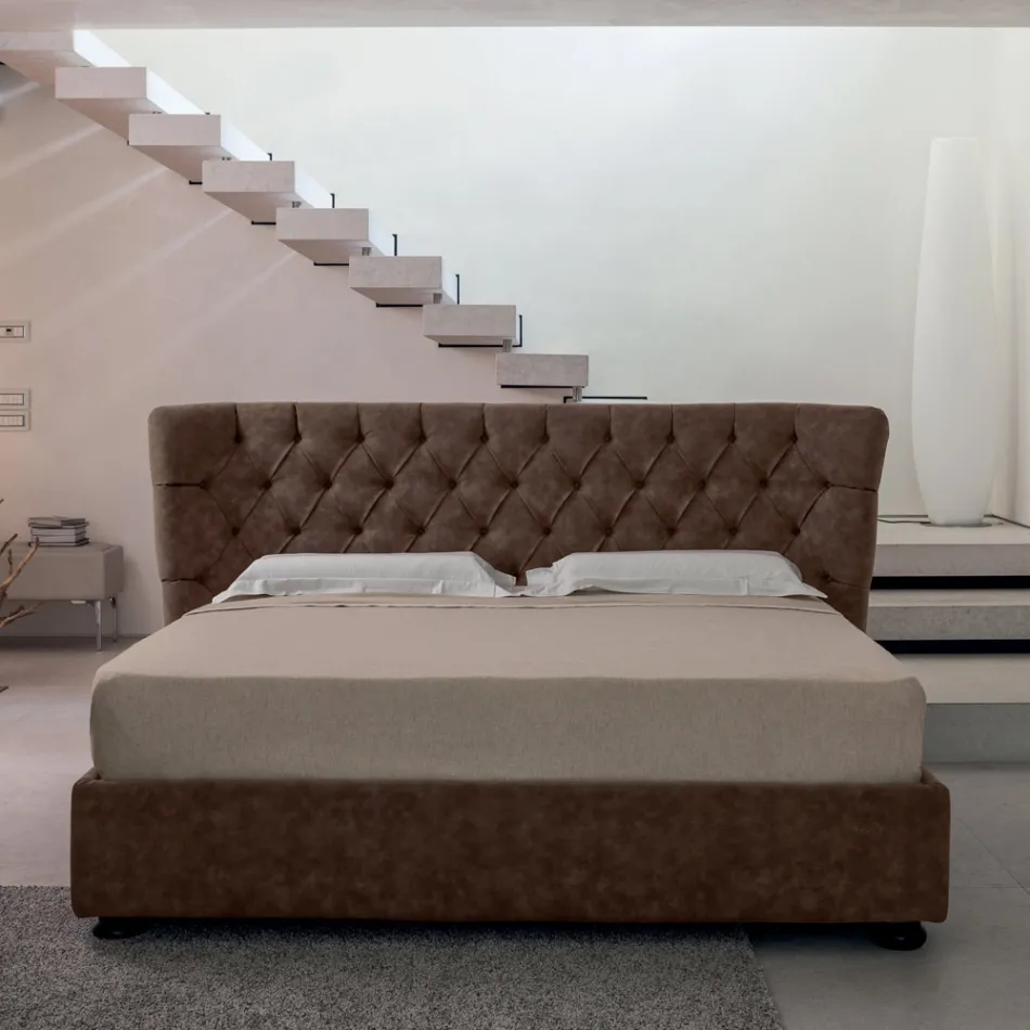 Letto Matrimoniale Imbottito in Poliuretano Espanso Made in Italy - Capriccio Viadurini