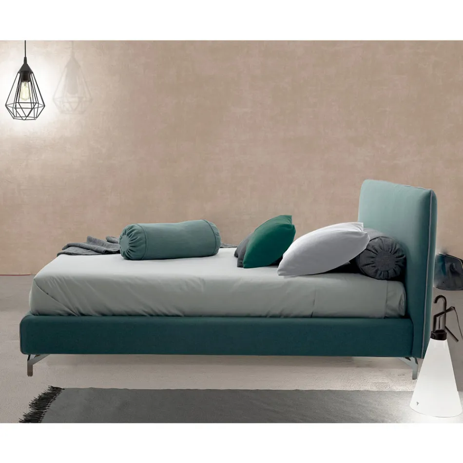 Letto Matrimoniale Imbottito in Tessuto o Ecopelle Made in Italy – Elettro Viadurini