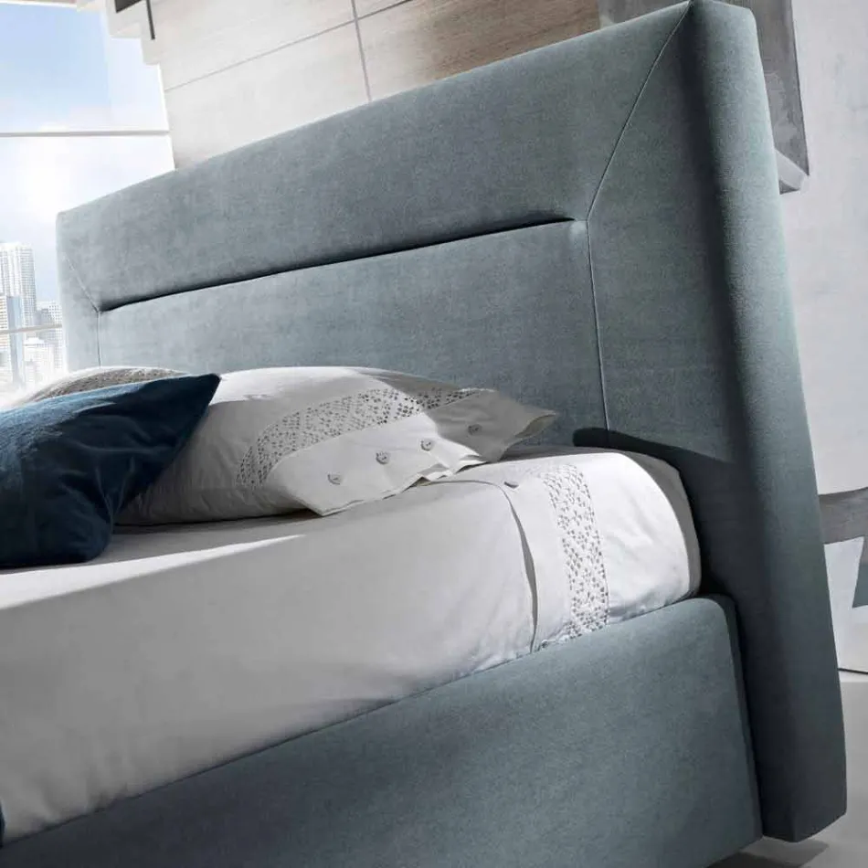 Letto matrimoniale imbottito moderno con box alzante 160x190/200cm Sun Viadurini