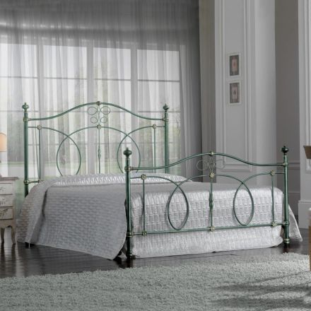 Letto Matrimoniale in Ferro Verde o Nero Realizzato in Italia - Poldo Viadurini