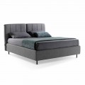 Letto Matrimoniale in Tessuto con Box e Testata a Righe Made in Italy – Nives