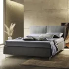 Letto Matrimoniale in Tessuto o Velluto con Contenitore Made in Italy - Ernesto Viadurini