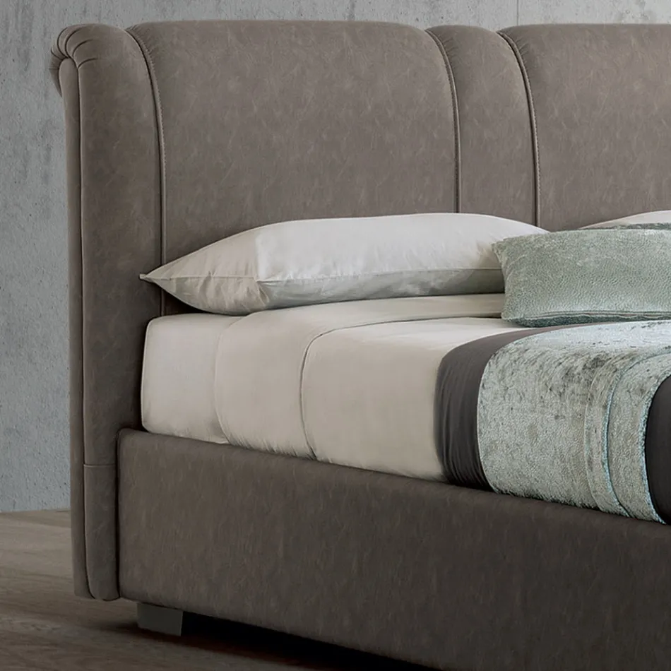Letto Matrimoniale Moderno con Box in Pelle Ignifuga - Ania Viadurini