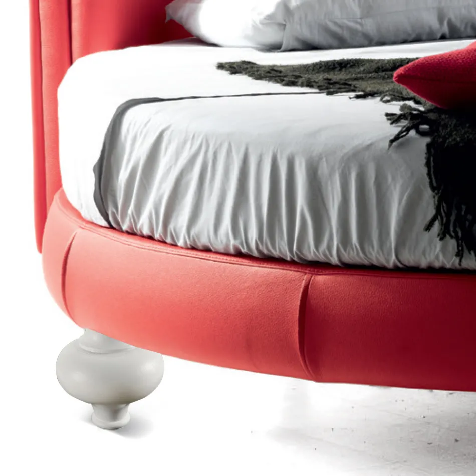 Letto Matrimoniale Moderno di Lusso Rotondo in Ecopelle Made in Italy – Dream Viadurini