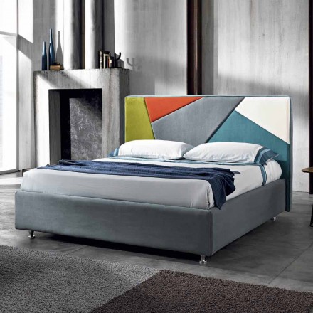 Letto matrimoniale moderno imbottito con box alzante 160x190/200cm Mia Viadurini