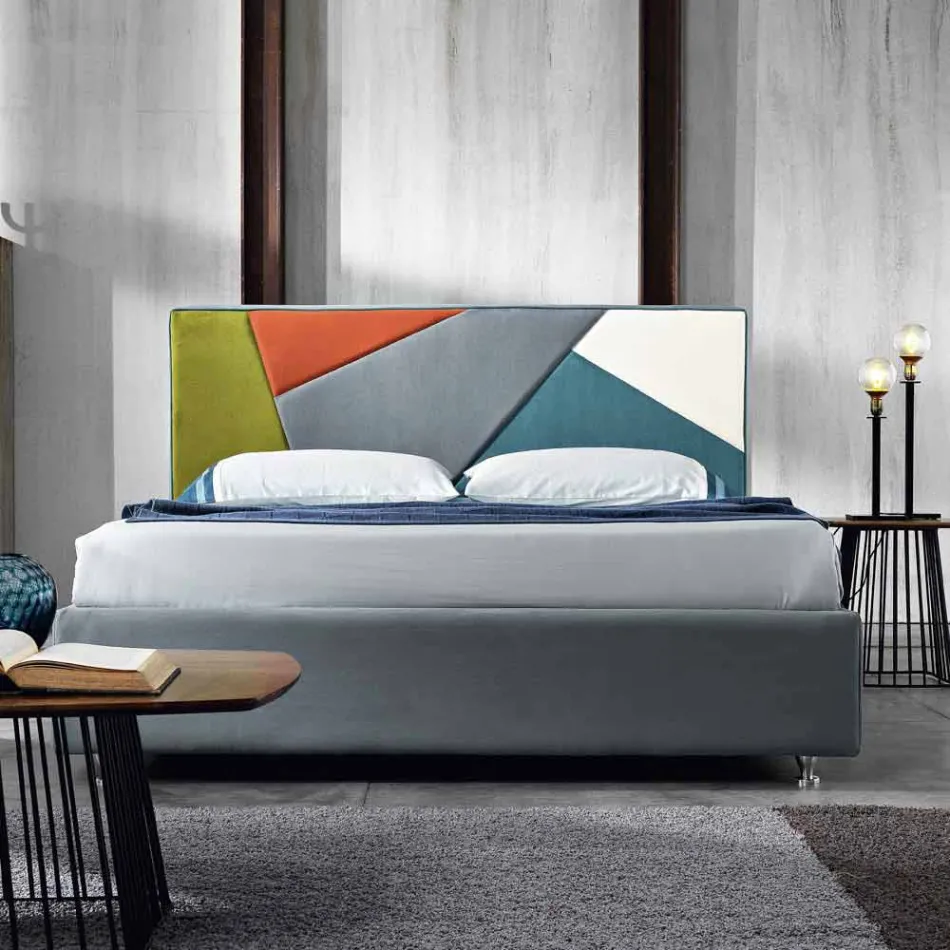 Letto matrimoniale moderno imbottito con box alzante 160x190/200cm Mia Viadurini