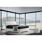 Letto Matrimoniale Moderno in Ecopelle con Contentiore - Ozzano Viadurini
