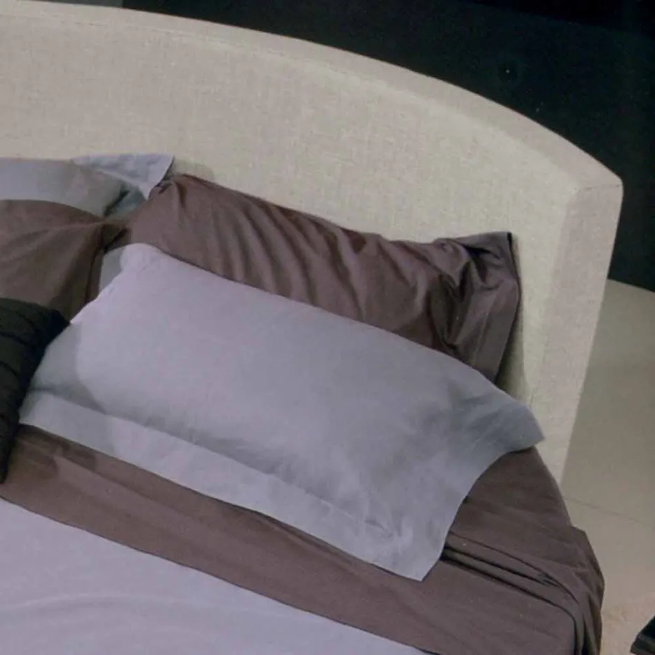 Letto Matrimoniale Rotondo di Design Rivestito in Tessuto Made in Italy - Rello Viadurini
