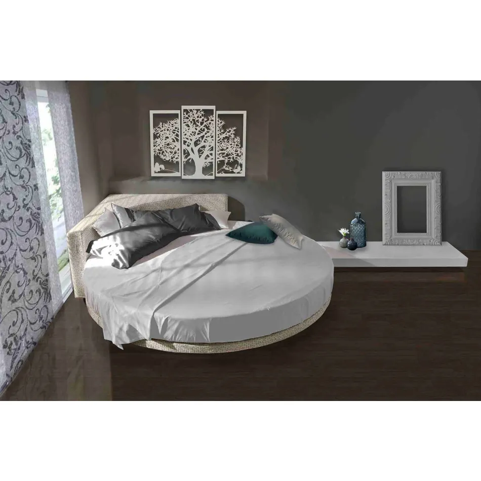Letto Matrimoniale Rotondo Moderno con Testiera Angolare Made in Italy - Tima Viadurini