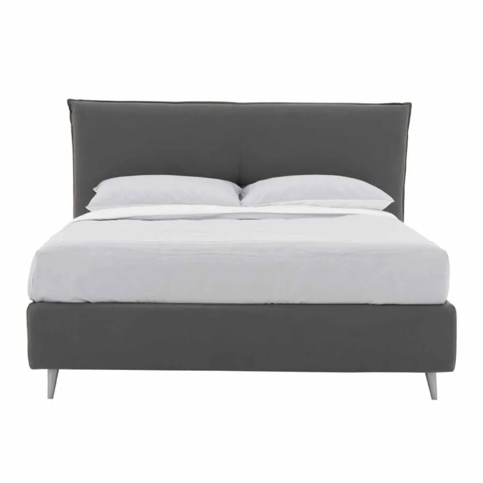Letto Matrimoniale Sfoderabile con Piedini in Legno Made in Italy - Tampa Viadurini
