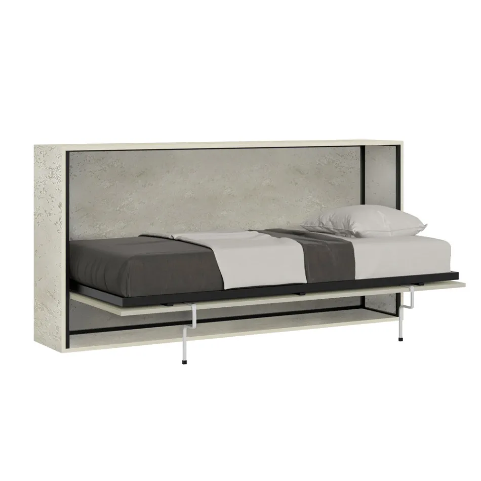Letto Singolo a Scomparsa Orizzontale Made in Italy - Collaborativo Viadurini