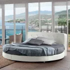Letto Tondo Matrimoniale di Design Rivestito in Ecopelle - Faenza Viadurini